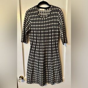 Elodie Black and White Geometric Long Sleeve Dress